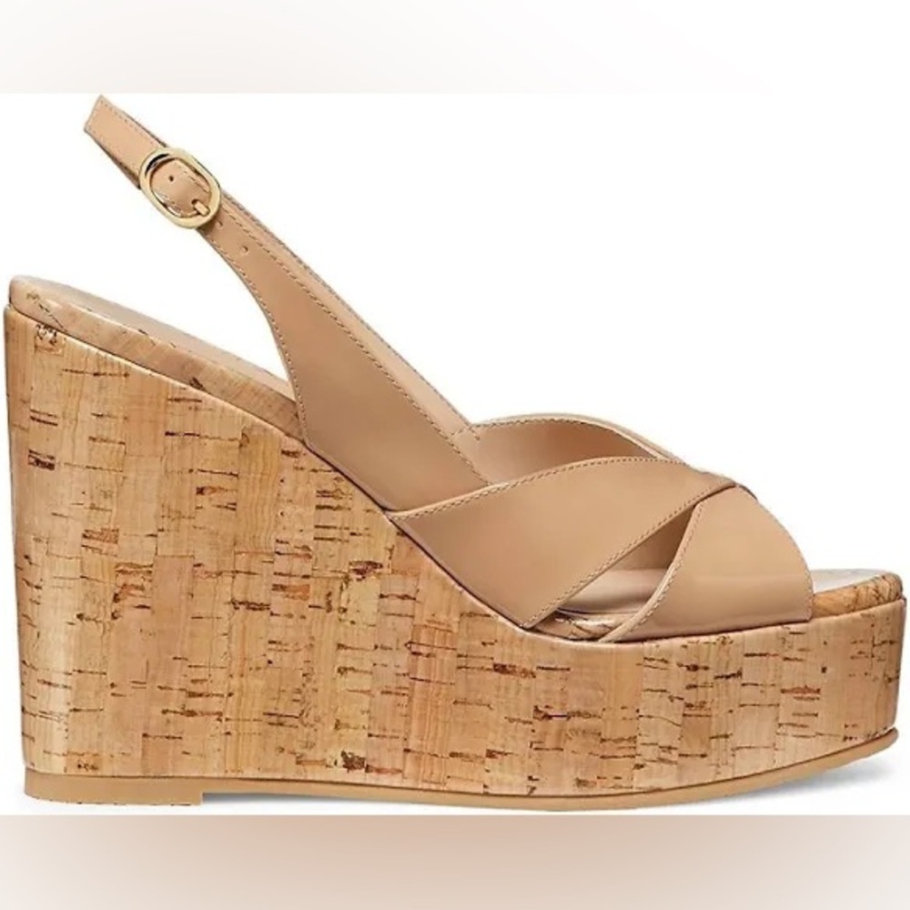 Stuart Weitzman Tan Wedge Sandals